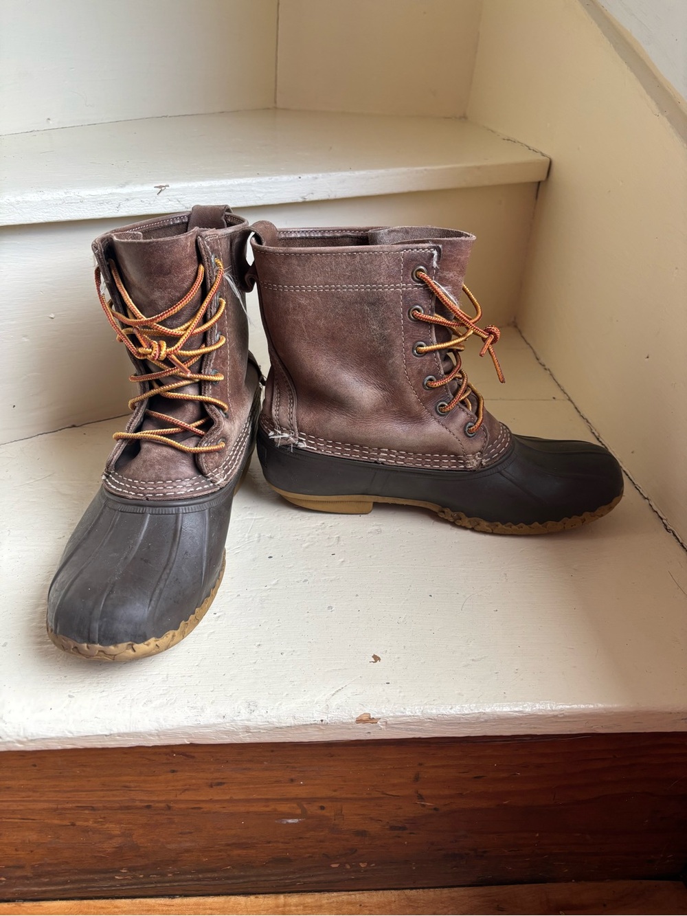 Vintage L.L. Bean Brown Leather Duck Boots with Tan Sole